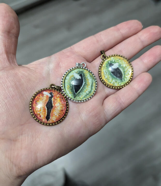 Gouache-painted Eye Pendants