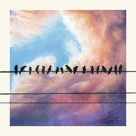 Birds on a Wire (Gouache) - Photography by Sam T Stephens (with permission)