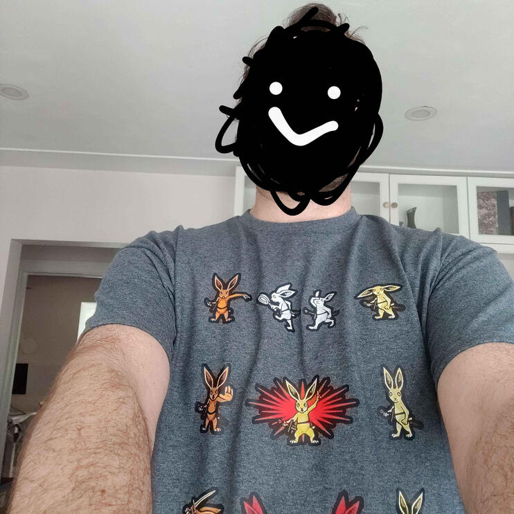 a happy customer with a totally normal face