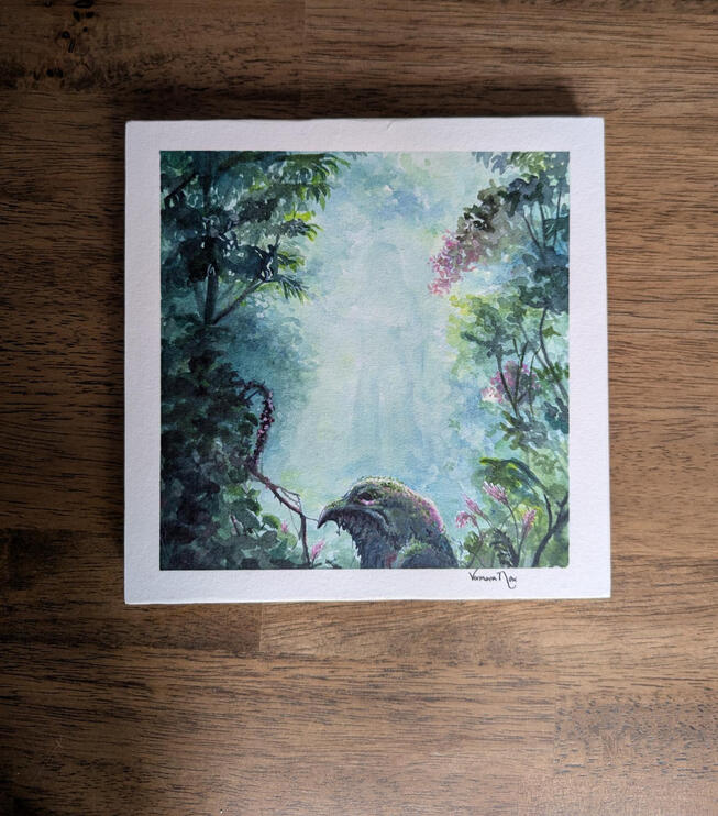 Shadow of the Guardian in Gouache (8x8") $325