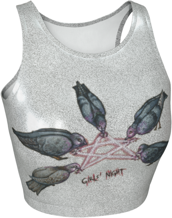 Glitter Athletic Crop - Blasphemous Pigeons - Front