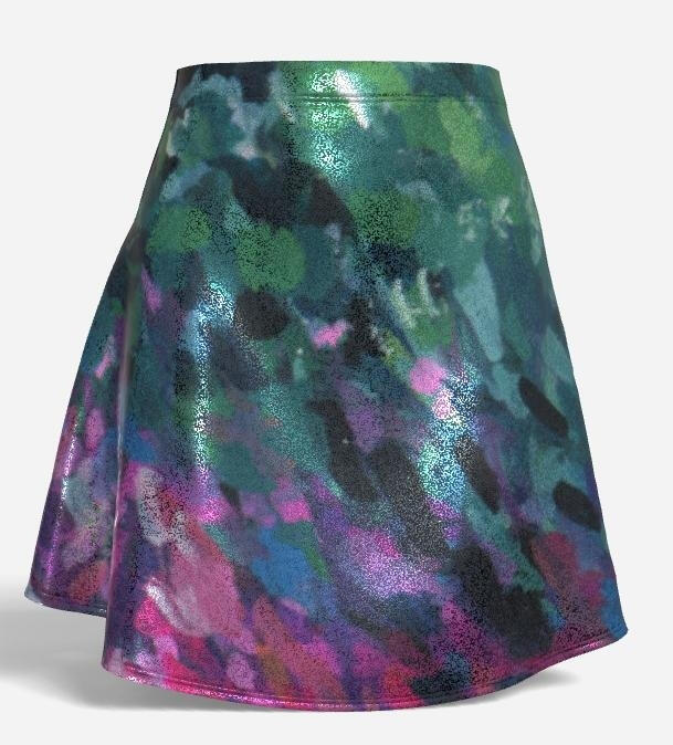 Glitter Flare Skirt - Blasphemous Pigeon Neck Feathers