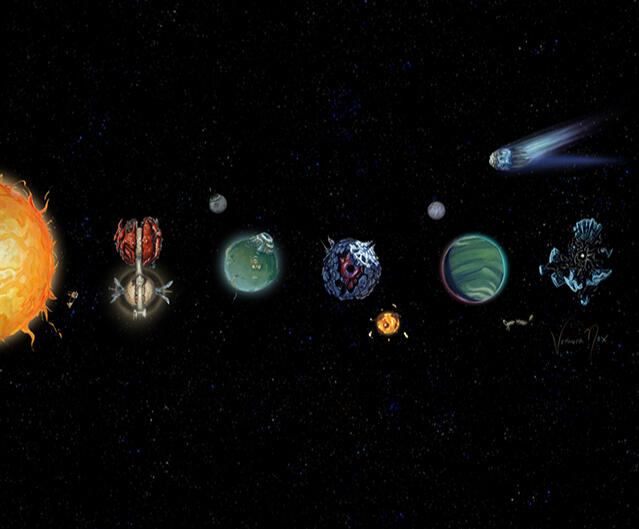 Outer Wilds Planetary Chart in Gouache